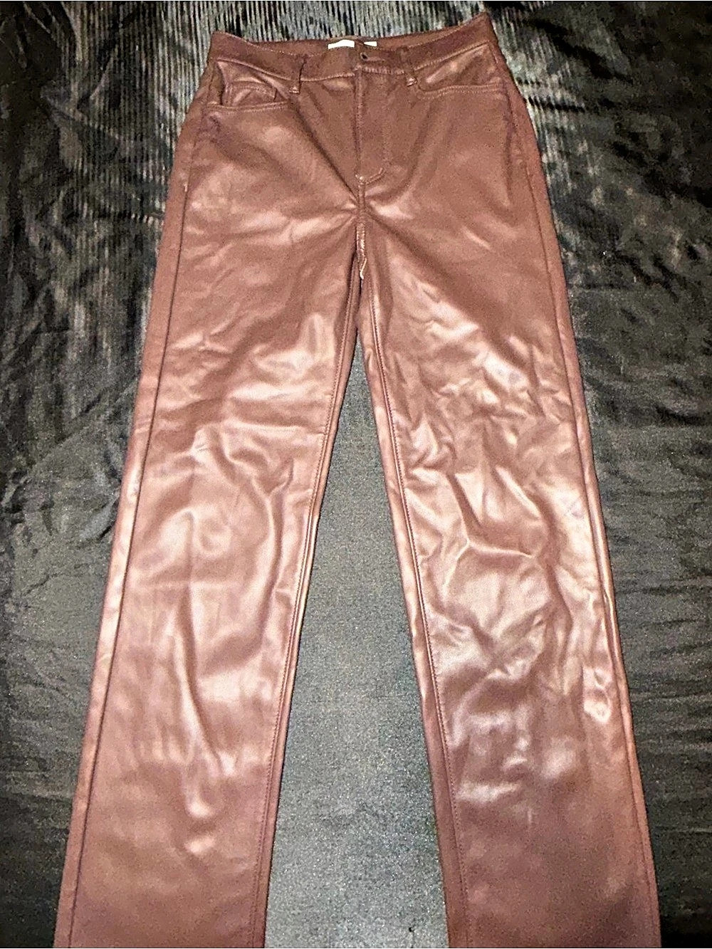 LOFT Brown Faux Leather Skinny Pants Waist 00